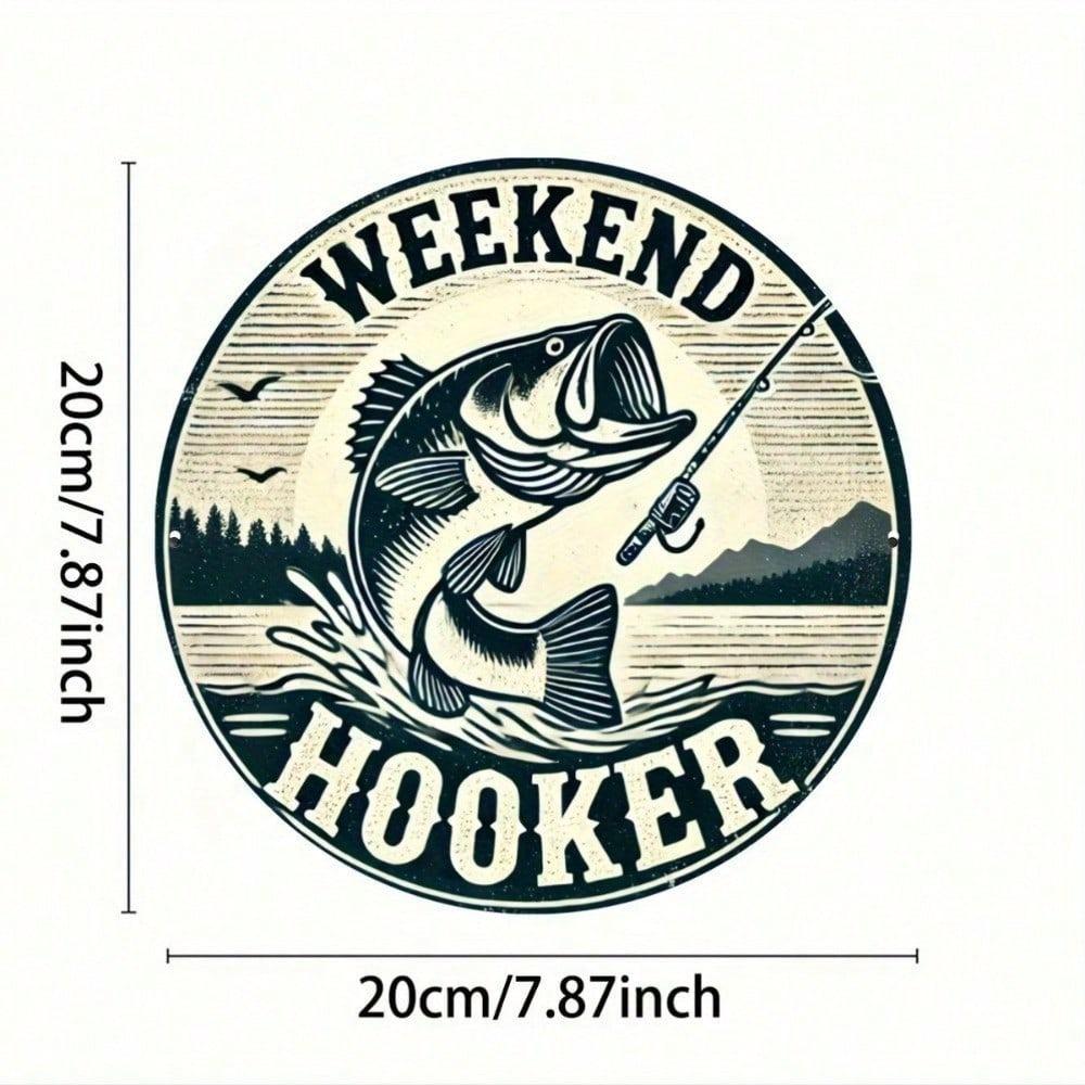 Винтажная круглая алюминиевая табличка 8 дюймов, Рустикальный металлический настенный декор для рыбалки для мужской комнаты, домашнего бара, для помещений и улицы