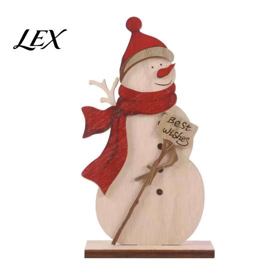 Wooden Christmas Ornaments Nordic Ornaments, Wood Reindeer Santa Claus Snowman Figurine, Decorative Crafts for Home Rustic Desktop Decoration Holiday