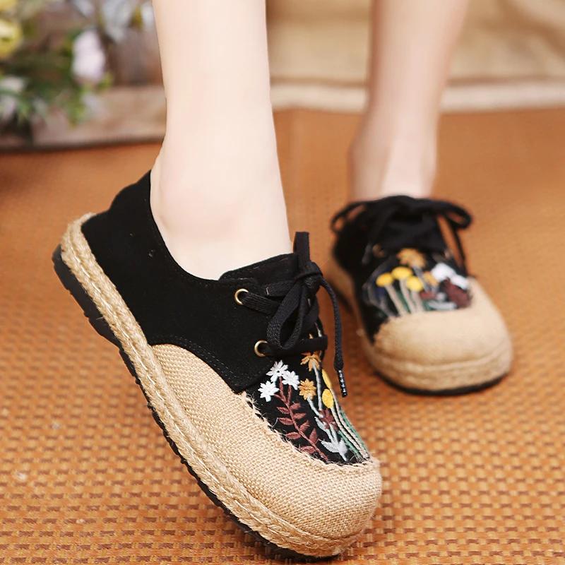 Wear-resistant Non-slip Rest Round Toe Flat Shoes Spring and Autumn New Style Comfortable Embroidered Flat Shoes for Women