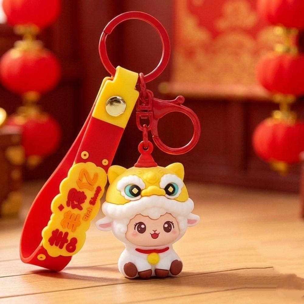 Lucky Chinese Zodiac Sheep Keychain Cute Bag Pendant 2027 Year Of The Sheep Goat Keychain  Gift