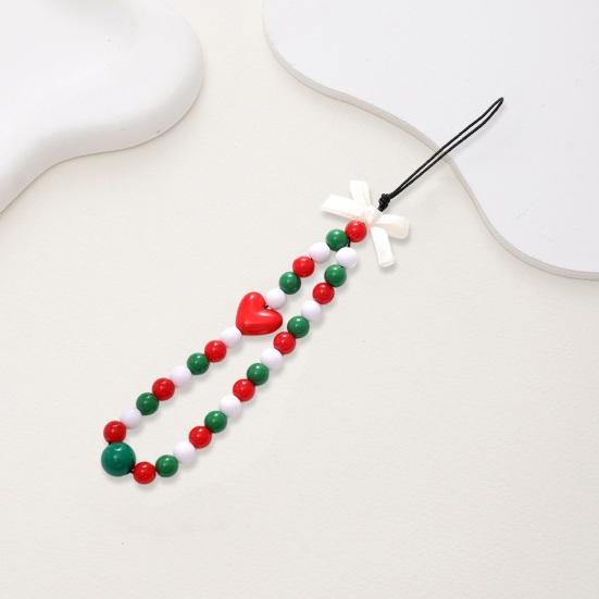 Рождественская елка, снеговик, Санта-Клаус, колокольчик, декор, ремешок для телефона, разноцветные бусины, браслет для мобильного телефона, цепочка с защитой от потерь, ювелирное изделие, подарок