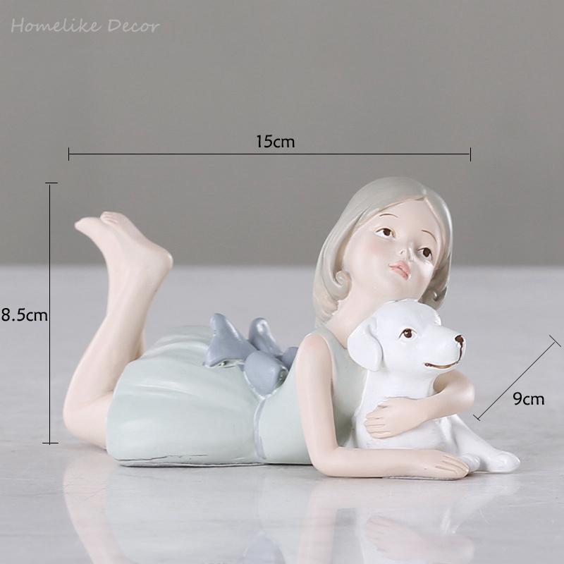 1 шт. Современная милая девочка, украшение из смолы, маленькая девочка с щенком, миниатюрная домашняя декоративная статуэтка, рождественский подарок, фигурка