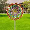 Colorful Flower Wind Spinner with Stake Weather-proof Outdoor Garden Yard Lawn Rotary Windmill Ground Spike