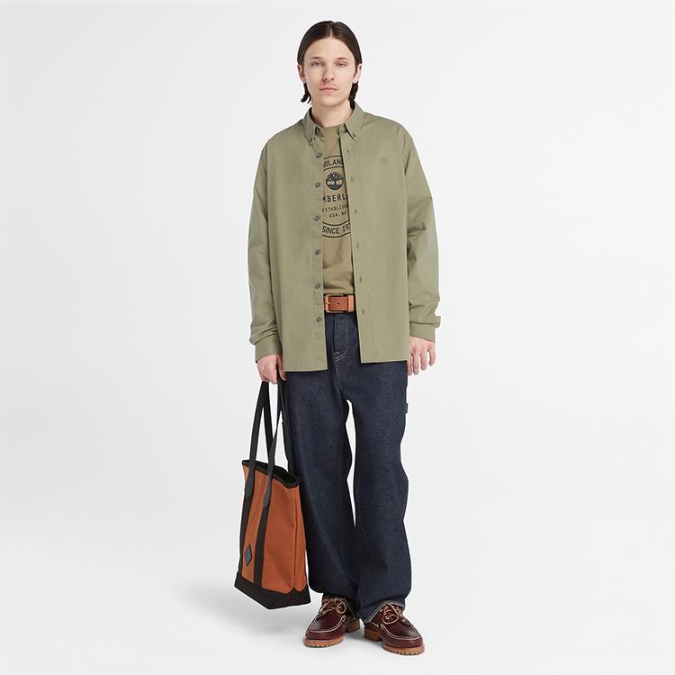 Timberland Однотонная повседневная деловая рубашка с круглым вырезом и длинным рукавом для поездок на работу Мужские рубашки Cassel-Green A2ANC-590