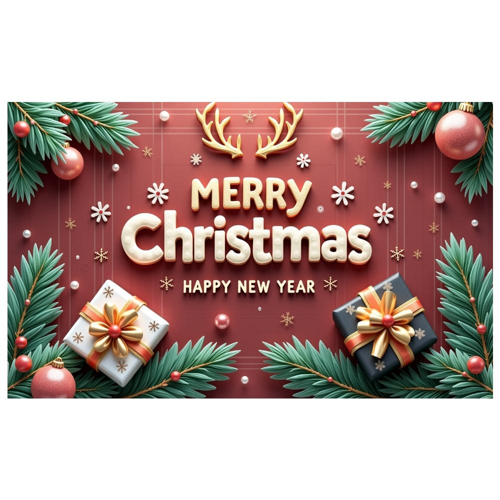 Xmas Banner New Year Christmas Decoration Banner Christmas Banner Reindeer Antler Decor For Office Decor Mall Decoration