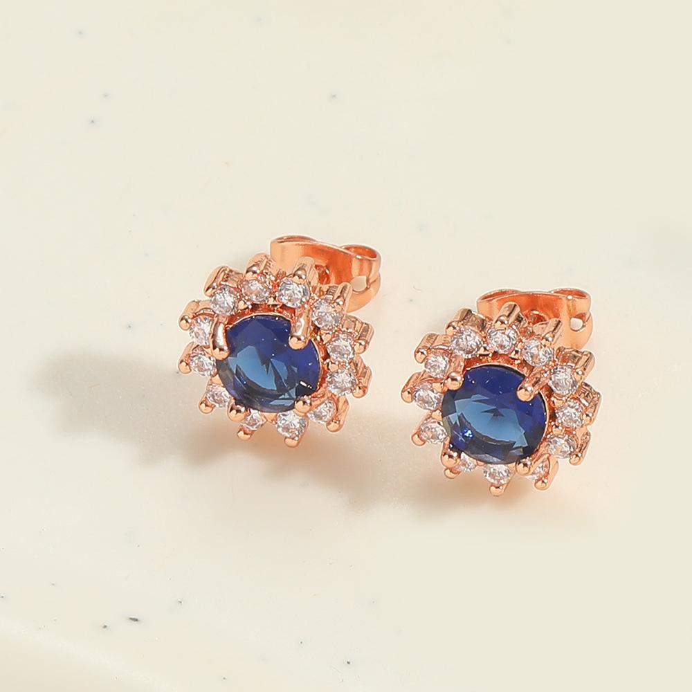 2025 New Fashion Women Simple Round Gem Inlaid Zircon Stud Earrings Hip Hop Creative Small Fashion Earrings Accessories