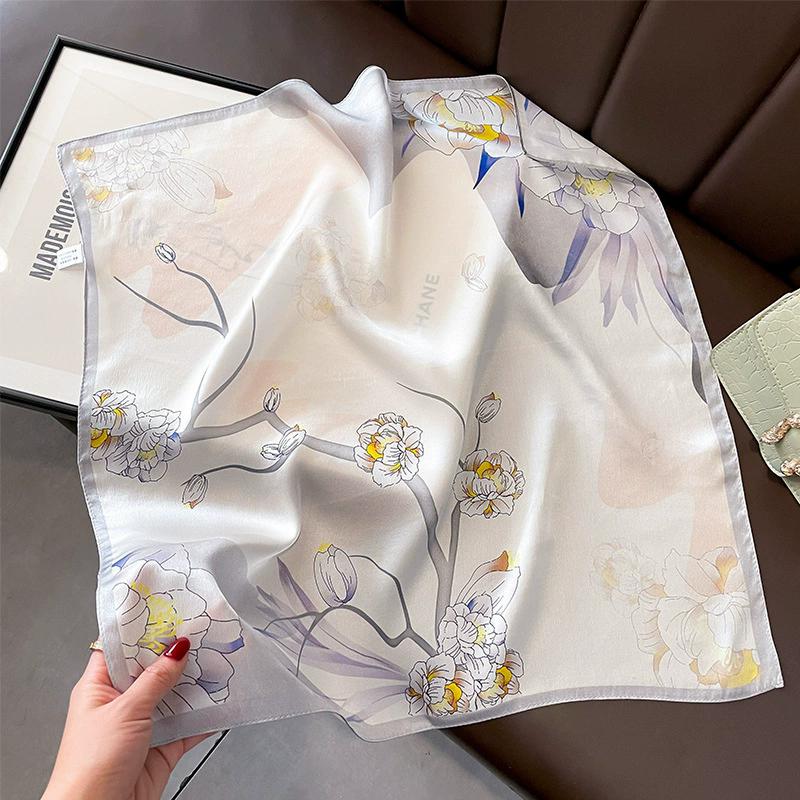 Новый 100% Натуральный Шарф из Натурального Шелка Женский Платок Бандана Квадратные Шарфы Палантин Косынка Тутовый Весенняя Мода Роскошный Высокое Качество Хиджаб