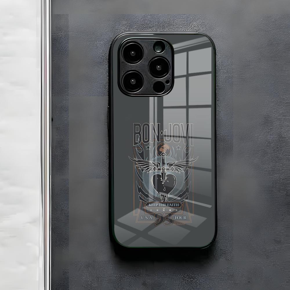 Чехол для телефона Rock Band B-Bon Jovi Forever для IPhone 17 Air 16 E Pro Max 15 14 13 Mini 12 Pro 11 Max Plus Черное Стеклянное Покрытие