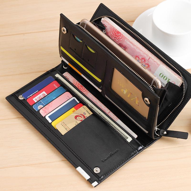 Мужской длинный клатч-кошелек на молнии с отделениями для нескольких карт большой емкости