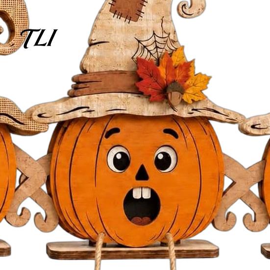 Rustic Witch Hat Pumpkin Decor 3PCS Distressed Wooden Ornaments, Hats And Ghost Patches Retro Gothic Mantel Decor, Halloween Farmhouse Style Tabletop