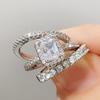Huitan Современная мода Геометрический квадратный кубический цирконий 3 шт. Набор женских колец Новые модные свадебные вечерние кольца Роскошные ювелирные изделия
