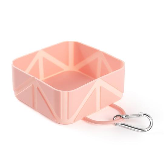 Силиконовая складная миска для домашних животных, портативная кормушка для собак 500 мл, нескользящая квадратная миска для кормления с карабином, многофункциональная дорожная миска для собак