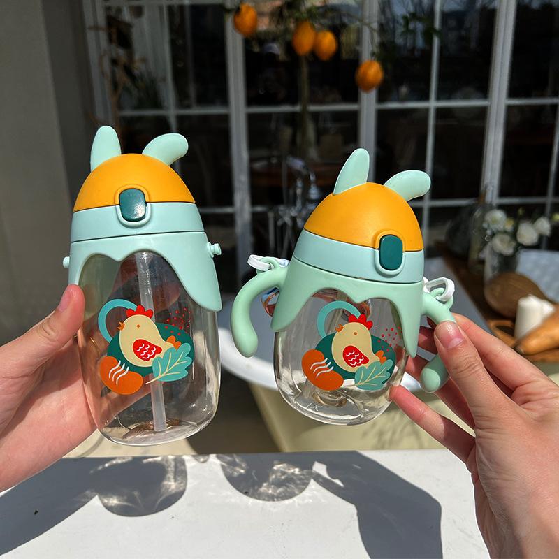 Adorable Cartoon Straw Cup Childrens Kindergarten Lightweight Mixing Kettle Baby Mom Girl Back Water Cup