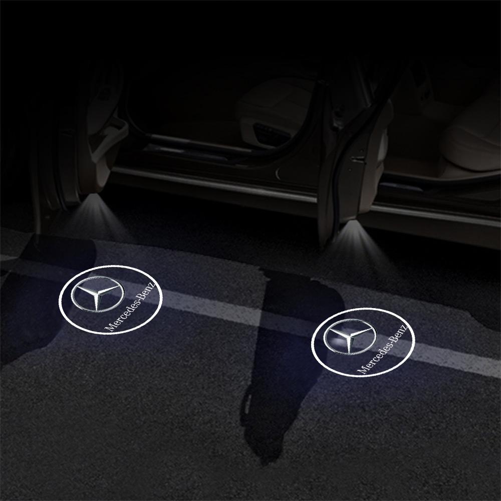 HAY2 1/2Pcs LED HD Projector Lamp Car Door Wireless Welcome Light For Mercedes Benz B/C/E/S Class A Class C200L GLC GLE CLA CLS AMG