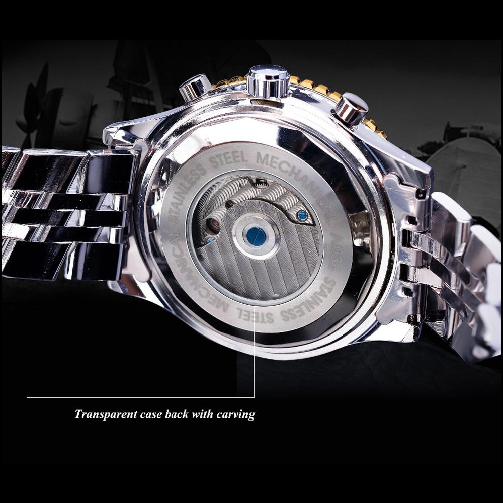 JARAGAR Top Watch Большой циферблат Tuber Flywheel Механические часы Мужская мода Повседневный бизнес Стальной браслет