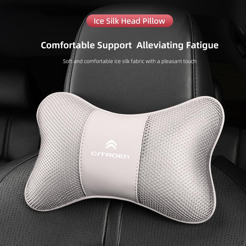 Ice Silk Breathable Car Seat Headrest Neck Pillow For Citroen C3 C5 C5X C4 e-C4 X e-C3 C-Elysee Berlingo C1 C-Crosser C6 C2