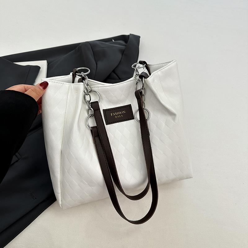 Новые женские модные повседневные сумки-тоуты с высококлассной текстурой для деловых поездок, универсальная сумка через плечо большой вместимости однотонного цвета CLE