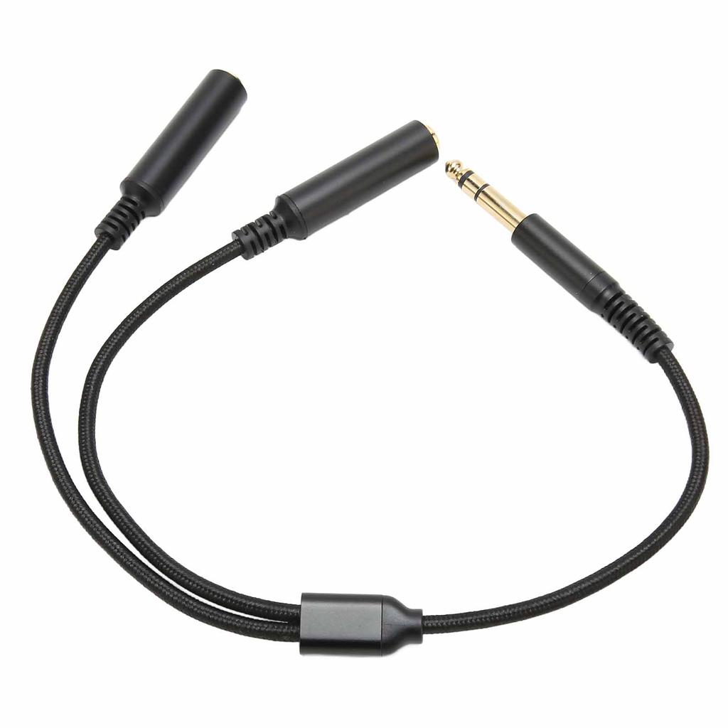 6.35mm Stereo Male Plug To Dual Female Plug Cable 1 4 Inch 6.35mm Splitter Y Cable with Gold Plated Plug Socket 11.8in