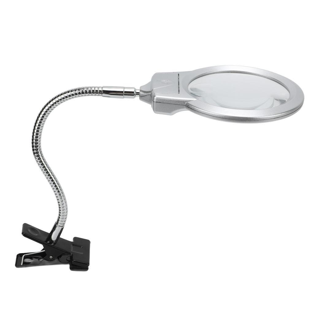 LED Illuminating Magnifier with Clamp Optical Lens Adjustment Hose Magnifying Glass with 2 LEDs for