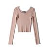 Za Export New Arrival Women's Clothing ZR Fashion Style Fashion High Waist Short Tight Double Round Neck Multi-Color Long Sleeves Knitwear