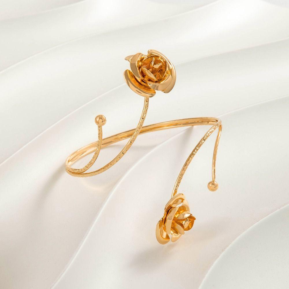 Adjustable Opening Cuff Bracelets Leaf Circle Upper Arm Bracelet  Arm Accessories