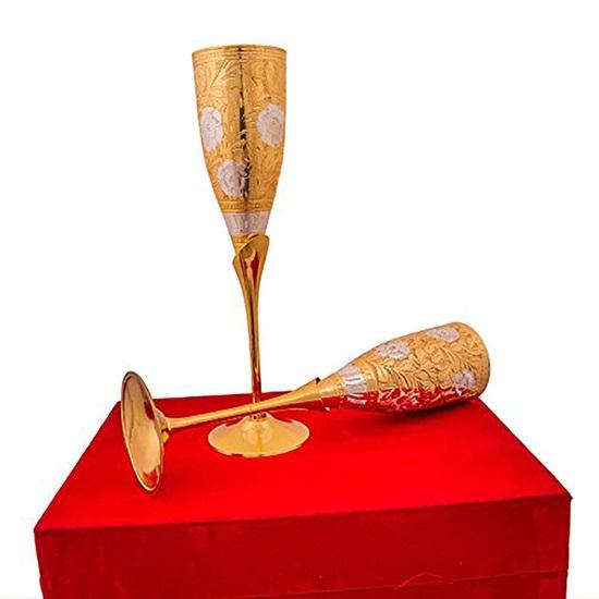 Серебряный и позолоченный латунный набор бокалов для вина для рождественского подарка