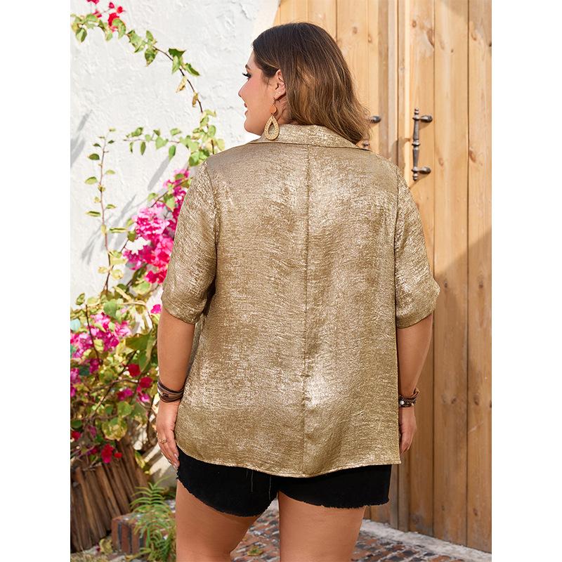 Женская летняя однотонная рубашка с коротким рукавом, свободная рубашка на пуговицах с лацканами, повседневная модная мягкая рубашка для работы, отдыха, дышащая, легкая, плюс, топ