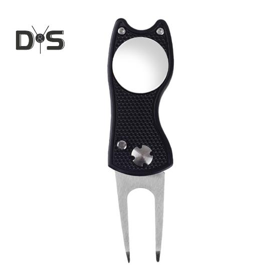 Golf Divot Tool with Pop-up Button Metal Foldable Golf Divot Repair Fork Green Tool with Magnetic Putt Alignment Ball Marker for Golfers Accessory