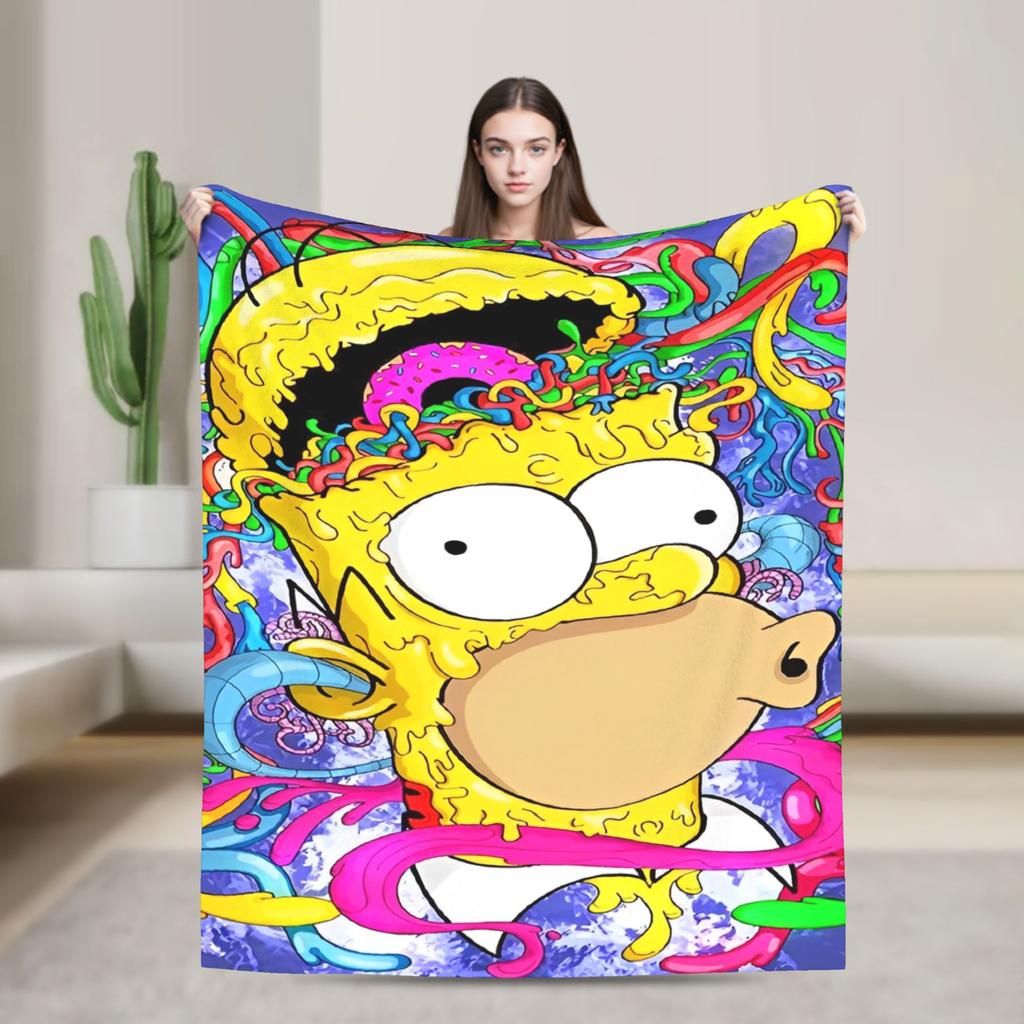 The Simpsons Cartoon Blanket Warm Novelty Plush Throw Blanket For Outdoor Decorative Flannel Bedspread Bed Cover