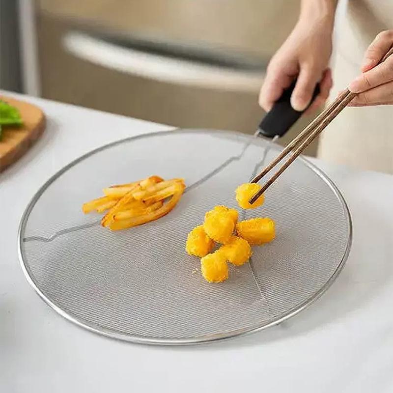 Сетка для защиты от брызг для сковороды - 9,8" 11,4" 13" из нержавеющей стали с мелкой сеткой для защиты от брызг жира с силиконовой ручкой