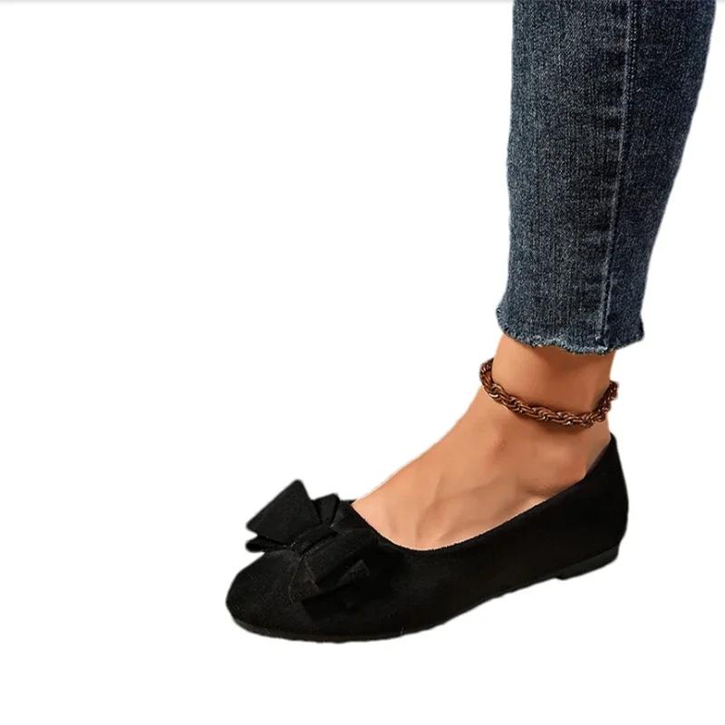 Модные женские туфли-лоферы на плоской подошве с бантом, осенняя модная спортивная обувь 2024, новая повседневная обувь для бега, удобная для ходьбы и путешествий, женская обувь