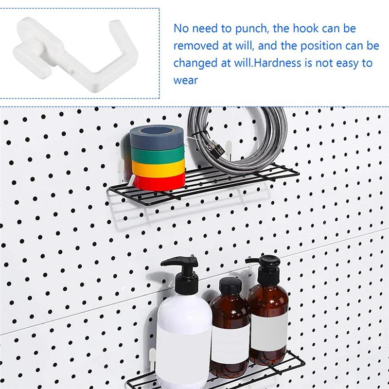Practical-24Pcs Pegboard Hooks J Shape Pegboard Hook Peg Board Tool Organizer Parts Accessories , Black