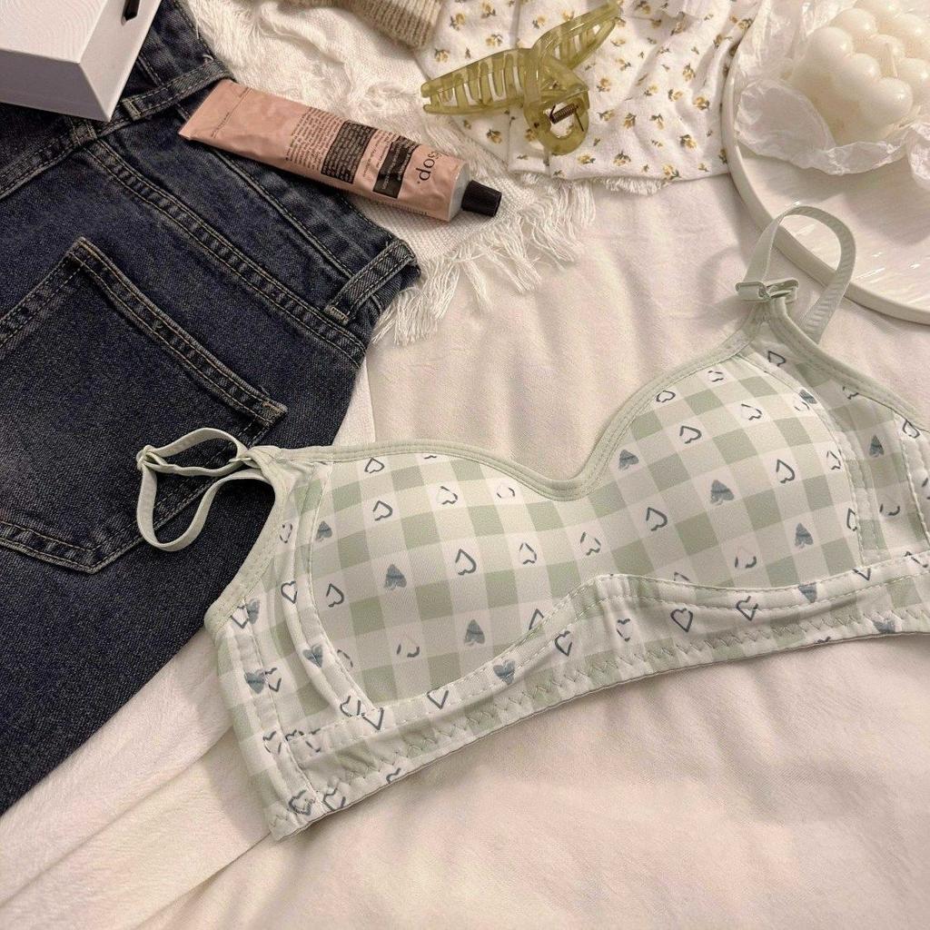 Женские бюстгальтеры Push Up в клетку, пэчворк, однотонные, простые, симпатичные, модное нижнее белье для женщин, беспроводные, дышащие бюстгальтеры