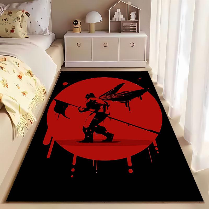Red Warrior Silhouette Design suitable as a non-slip mat for the living room or bedroom sofa