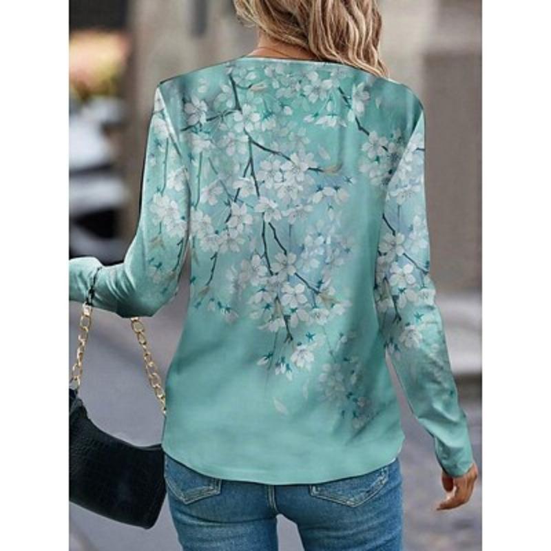 Женская туника с принтом, повседневная, модная, повседневная, с длинным рукавом, с круглым вырезом, розовая, весна-осень