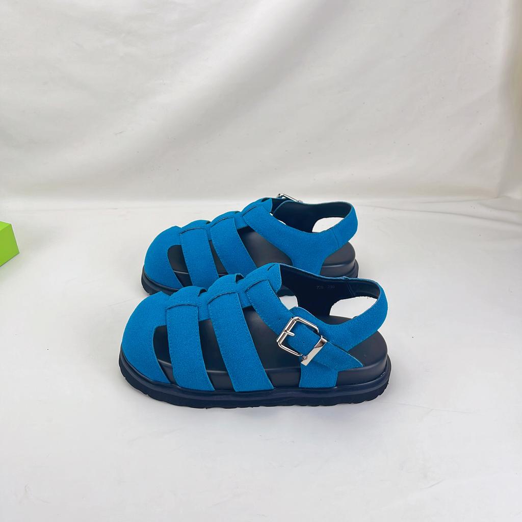 2025 Summer New Super Soft Leather Bag Head Women's Sandals Flat Casual Ugly Cute Pig Cage Shoes Roman Sandals Women