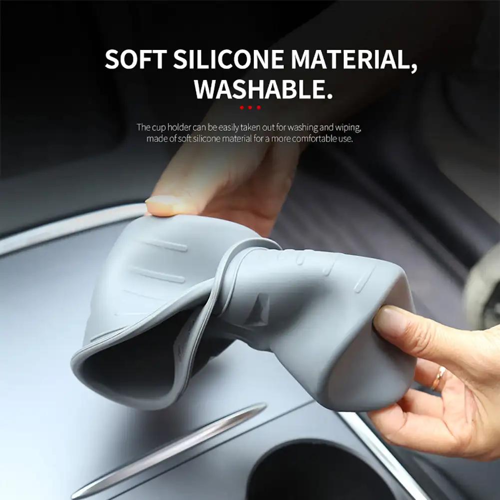 2024 Подстаканник для Tesla Model 3 Y Аксессуары для интерьера Центральная консоль Нескользящий силиконовый вкладыш для стакана с водой Держатель для телефона