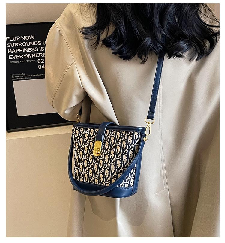 Винтажная нишевая сумка-ведро 2025 премиальный стиль женская сумка для поездок на работу сумка-мессенджер интернет-знаменитость взрывная модель принтованная наплечная сумка