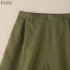 ZANZEA Женские повседневные однотонные свободные широкие брюки