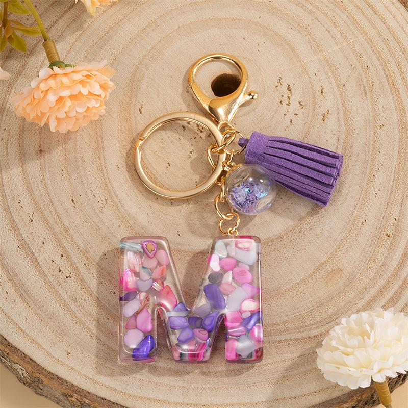 1 шт., держатель для ключей, подарок ручной работы, сумка с алфавитом AZ, кулон, брелок с кисточками и блестками, аксессуары для ключей