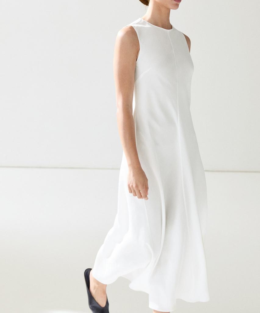 Masimodutti Linen Blend Fluid Midi Dress