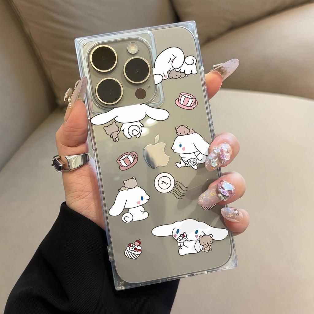 Прозрачный квадратный чехол-накладка для iPhone 14 Pro Max 12 15 Plus 13 16 ProMax 11, защита от окисления, с рисунком собаки с большими ушами