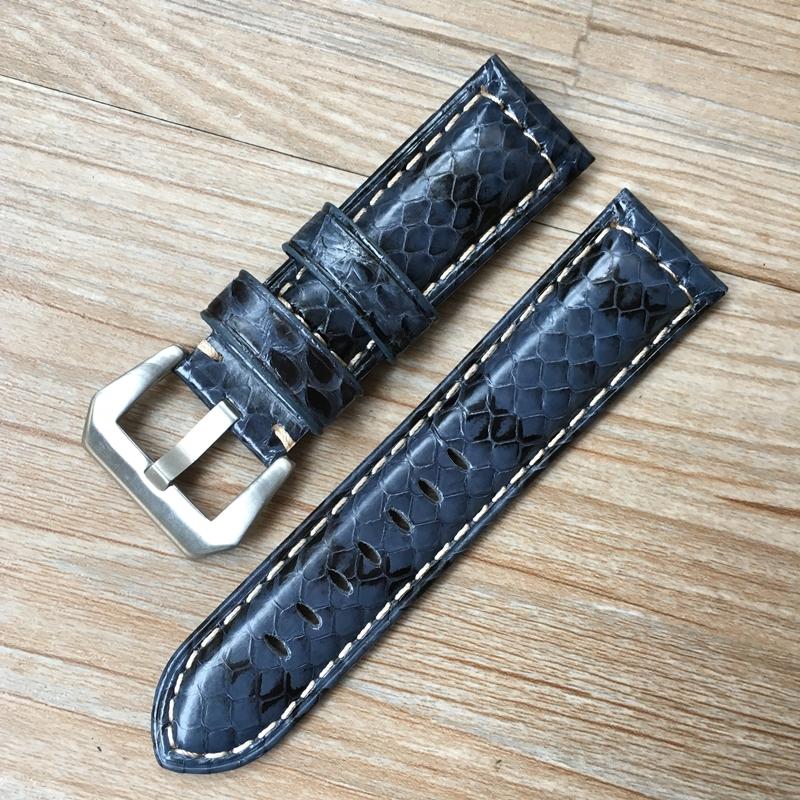 Модный кожаный ремешок для часов ручной работы 22 мм 24 мм, зеленый, белый, черный, синий, из змеиной кожи для PAM Zenith Amry, военный ремешок для часов, браслет