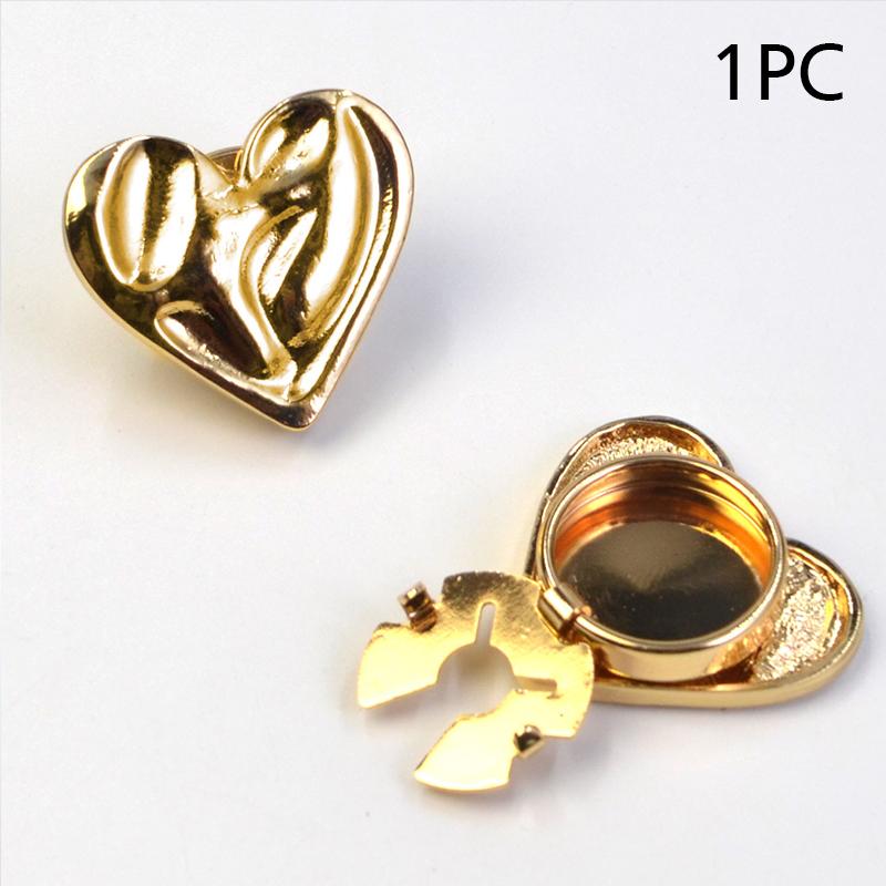 1 шт. Накладка на пуговицу Гальваническое покрытие Запонки Изысканная форма сердца Крутые украшения Вечеринка Украшение для пуговиц Подарок 24x17 мм