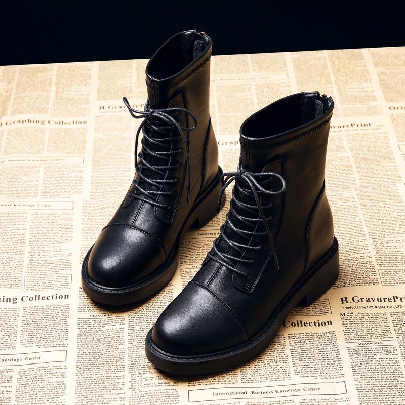 Small inner height increase 7cm leather Martin boots women's autumn new platform short boots student women's leather boots