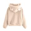 Women's Fashion Long Sleeve Solid Color Fleece  Ears Hooded Warm Sweater Sweatshirt