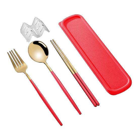 Набор столовых приборов в корейском стиле, пыленепроницаемые палочки для еды из нержавеющей стали, вилка, ложка, обеденный набор для ежедневного использования