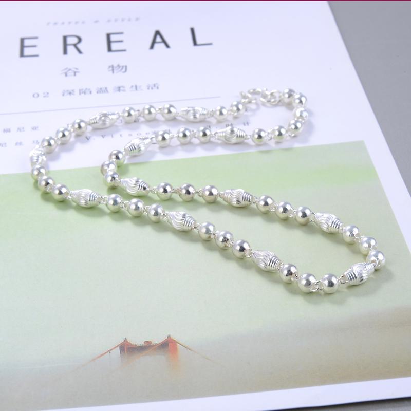 Твердое 100% стерлингового серебра 925 пробы, мужское ожерелье с бусинами, цепочка для мальчика, ожерелье в стиле панк, хип-хоп, рок, властное, простое, модное, толстое ожерелье