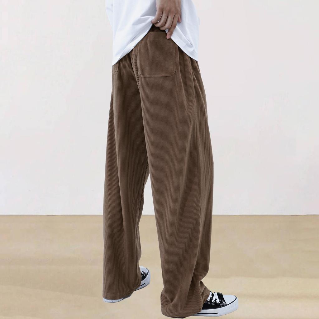 Spring and Autumn Solid Color Lace Sports Pants Simple Straight Leg Pants Men's Casual Pants Wide Leg Pants