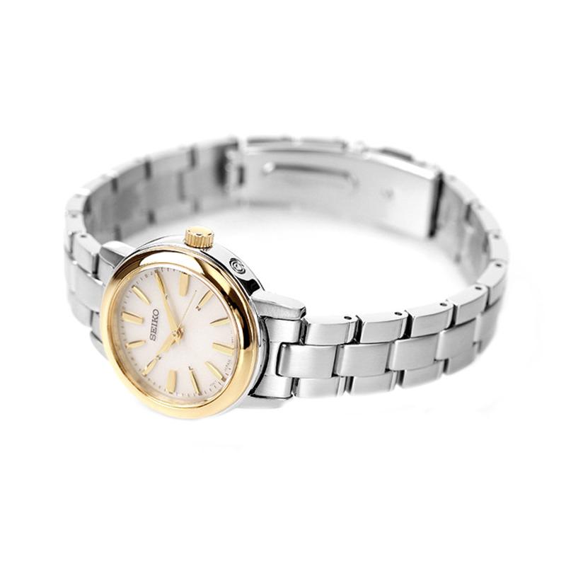 SEIKO 100 meters waterproof solar Quartz Steel Strap 26.5mm women's watch mother-of-pearl dial SSDY020